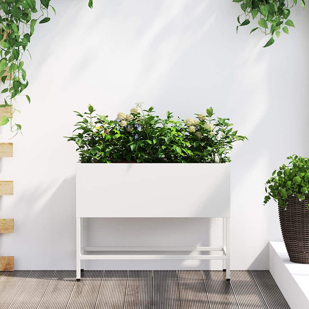Povišeni Vrtni Planter Bijelo 60 x 26 x 48 cm Čelik