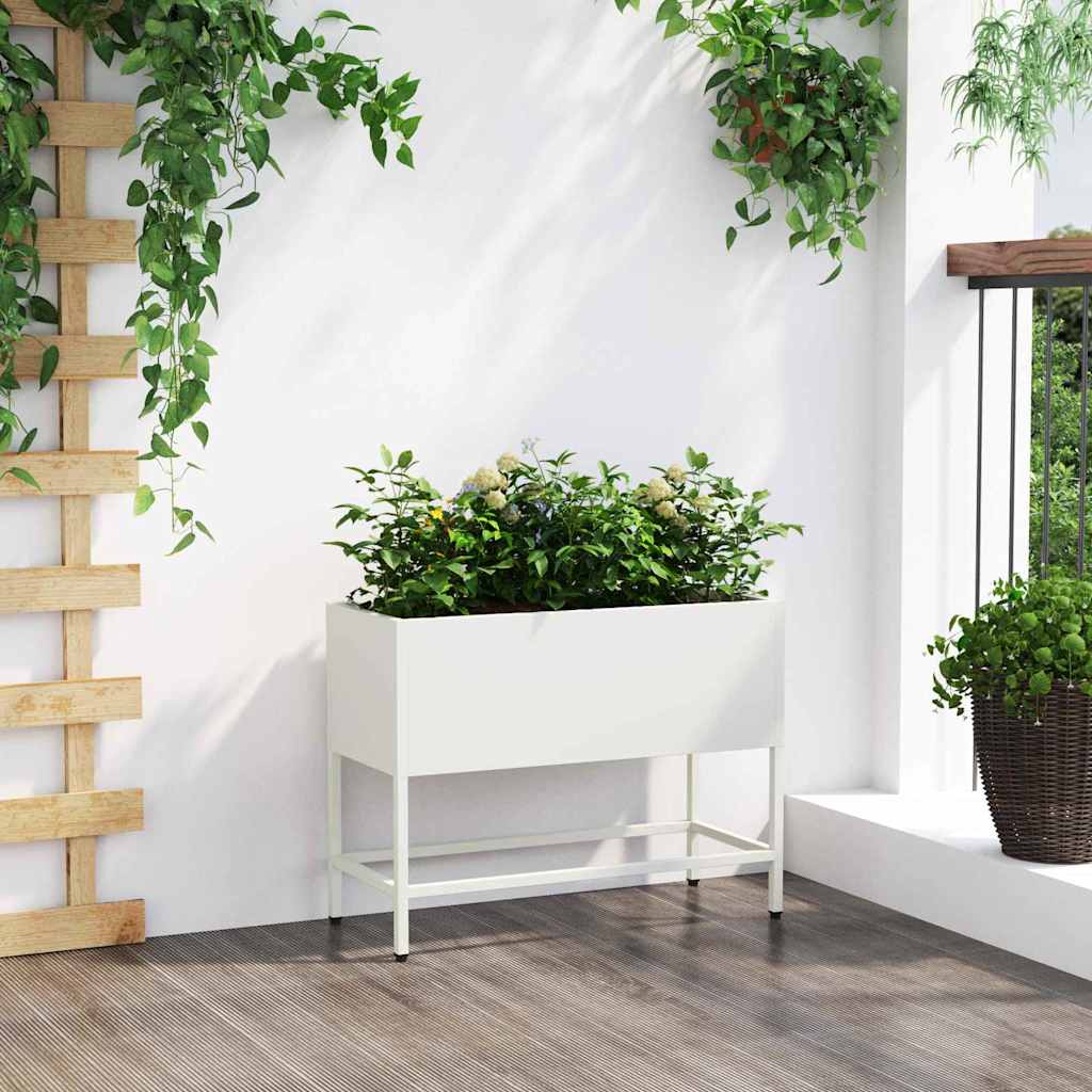 Povišeni Vrtni Planter Bijelo 60 x 26 x 48 cm Čelik