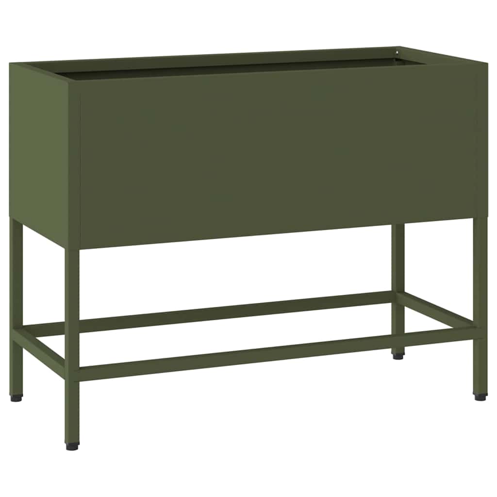 Povišeni Vrtni Planter Maslinovo zelena 60 x 26 x 45 cm Čelik