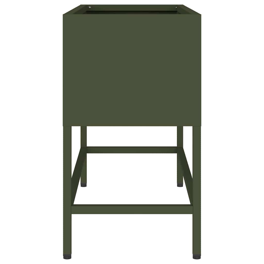 Povišeni Vrtni Planter Maslinovo zelena 60 x 26 x 45 cm Čelik
