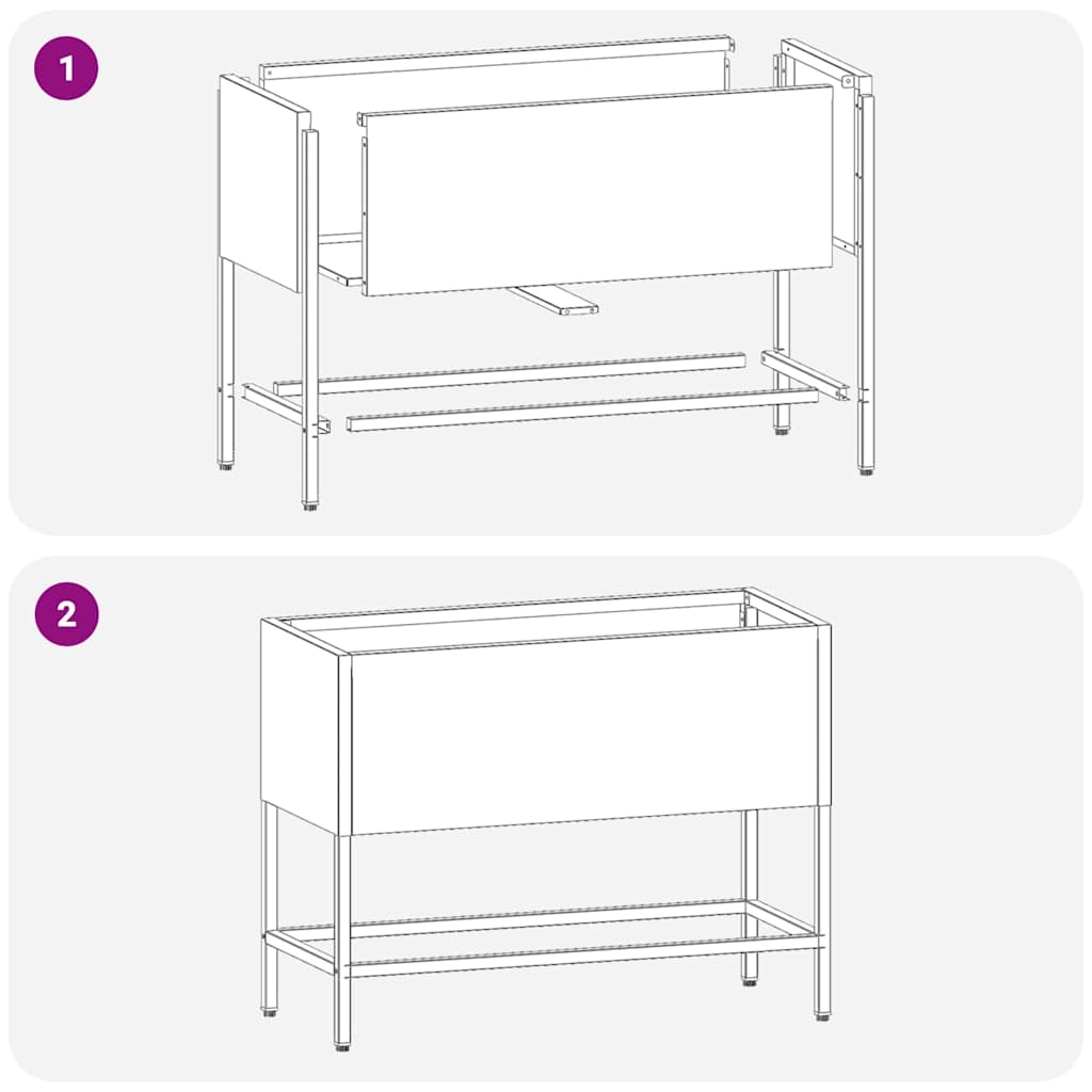 Povišeni Vrtni Planter Srebrno 60 x 26 x 45 cm Nehrđajući čelik