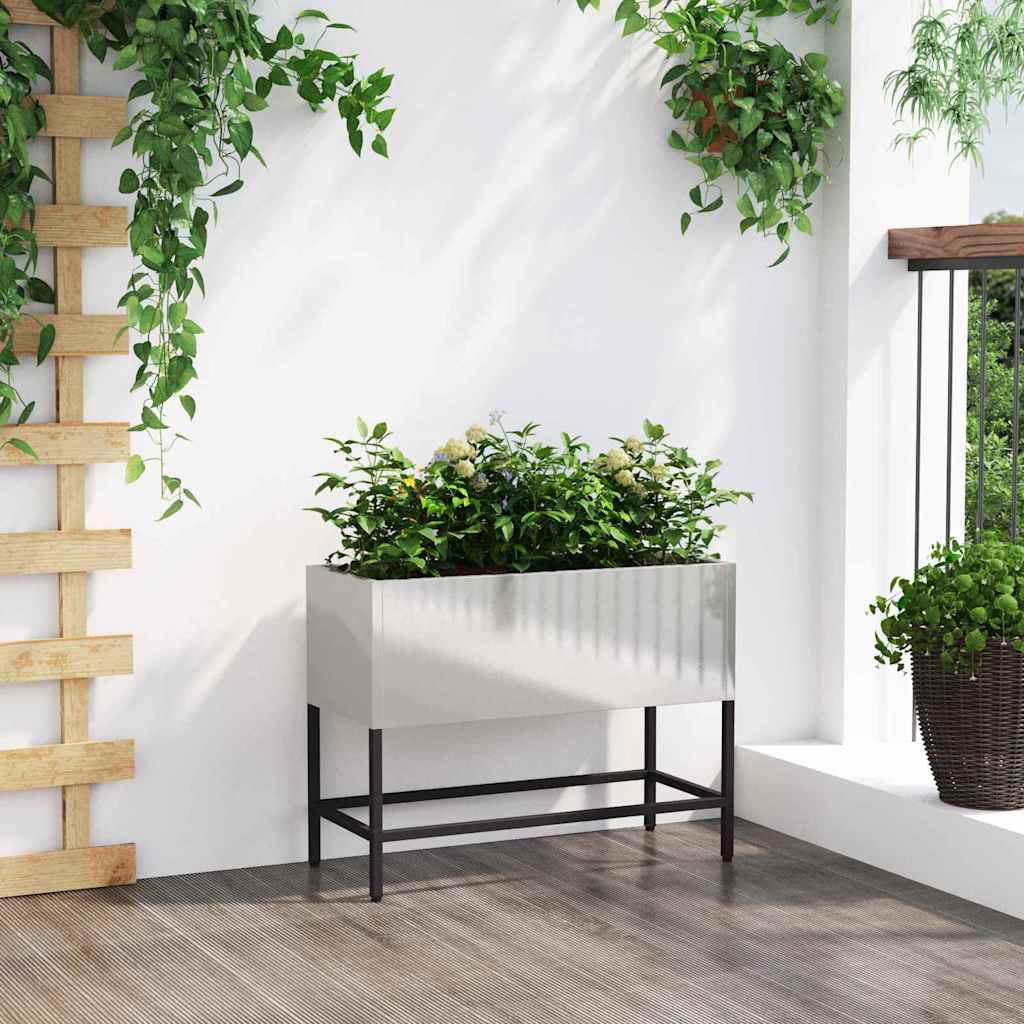 Povišeni Vrtni Planter Srebrno 60 x 26 x 45 cm Nehrđajući čelik