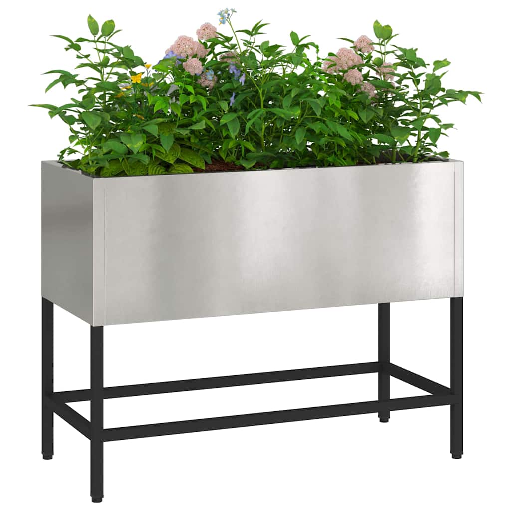 Povišeni Vrtni Planter Srebrno 60 x 26 x 45 cm Nehrđajući čelik