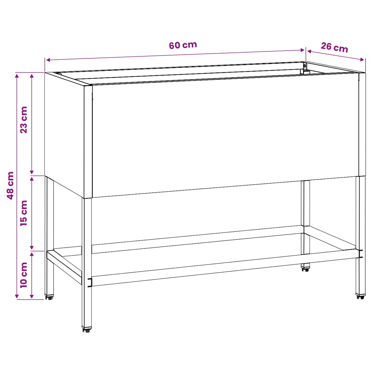 Povišeni Vrtni Planter Srebrno 60 x 26 x 45 cm Nehrđajući čelik