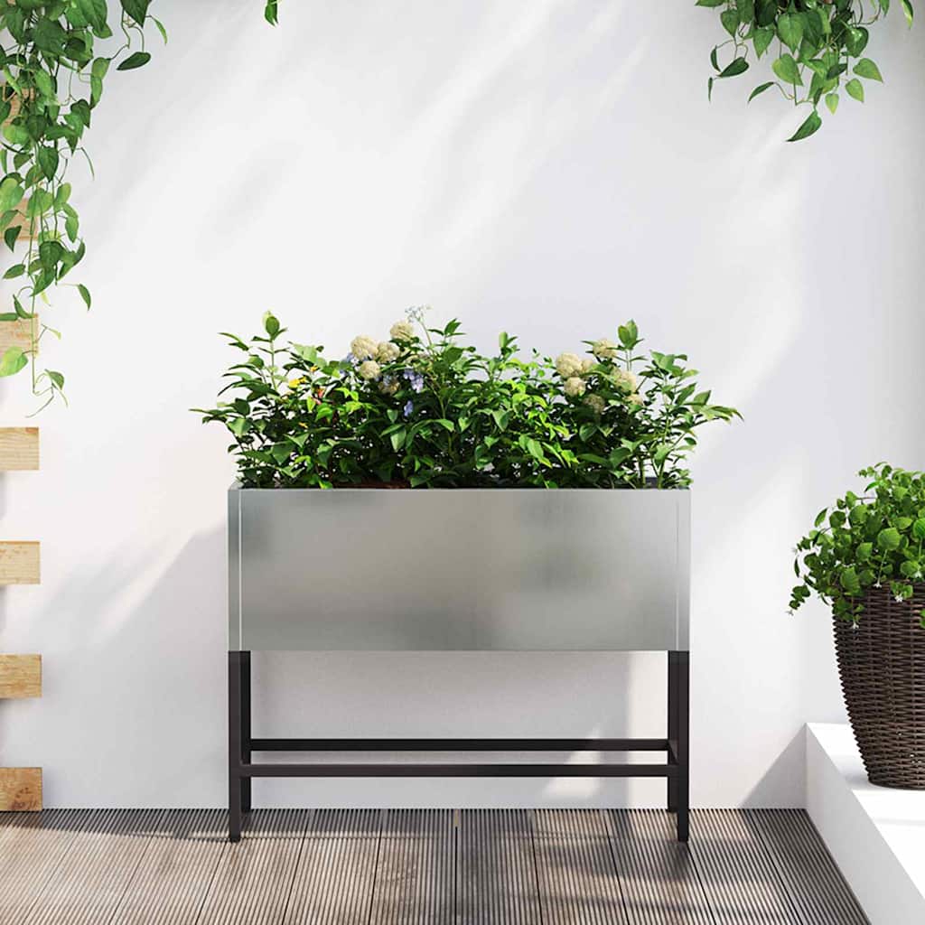 Povišeni Vrtni Planter Srebrno 60 x 26 x 45 cm Cinkani čelik