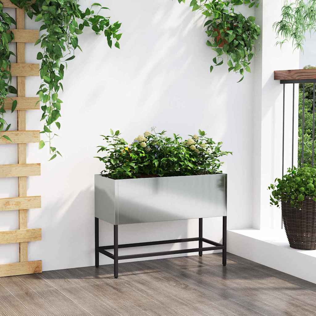 Povišeni Vrtni Planter Srebrno 60 x 26 x 45 cm Cinkani čelik