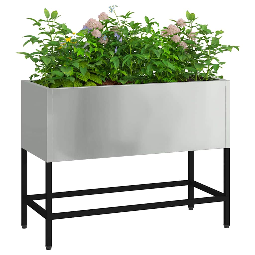 Povišeni Vrtni Planter Srebrno 60 x 26 x 45 cm Cinkani čelik