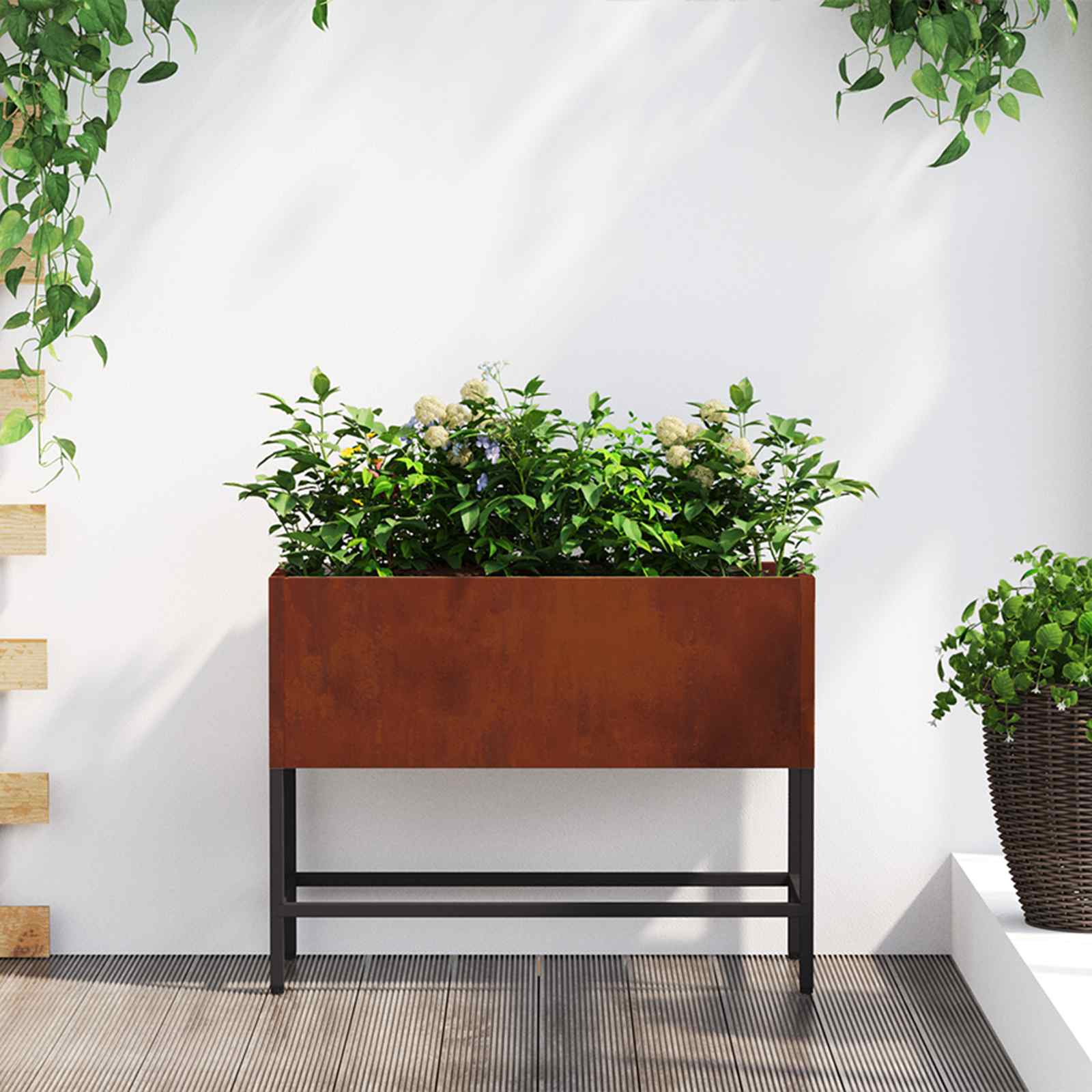 Povišeni Vrtni Planter Rđa 60 x 26 x 45 cm