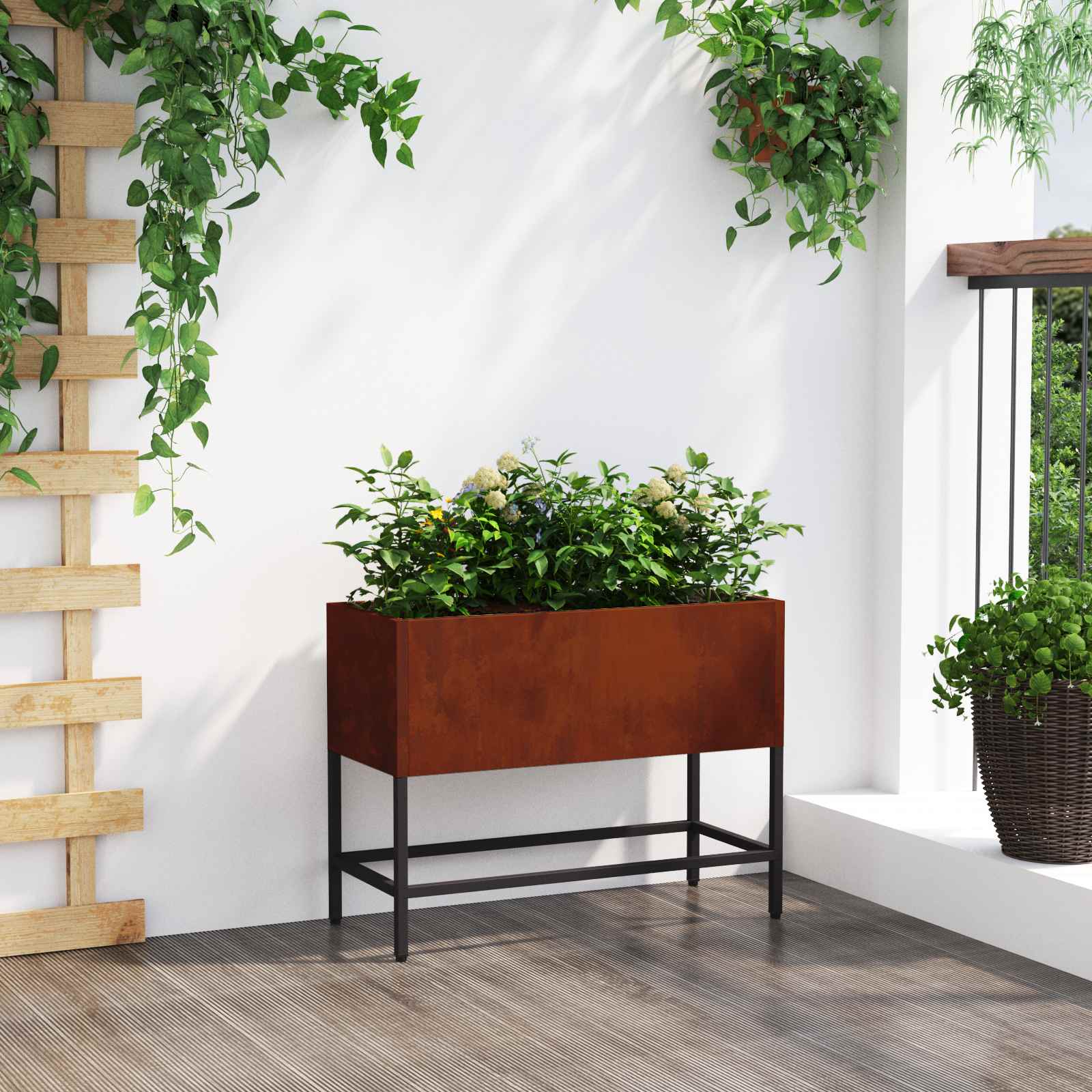 Povišeni Vrtni Planter Rđa 60 x 26 x 45 cm