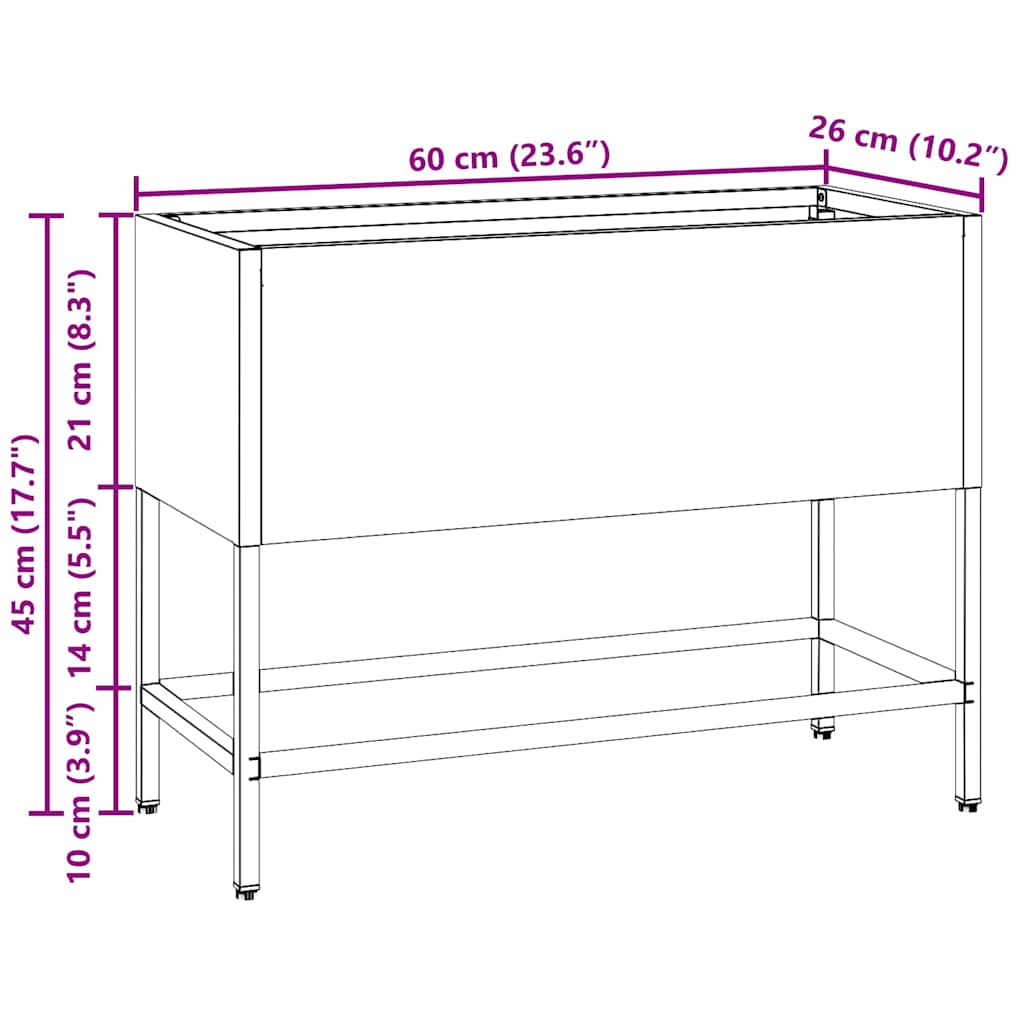 Povišeni Vrtni Planter Rđa 60 x 26 x 45 cm