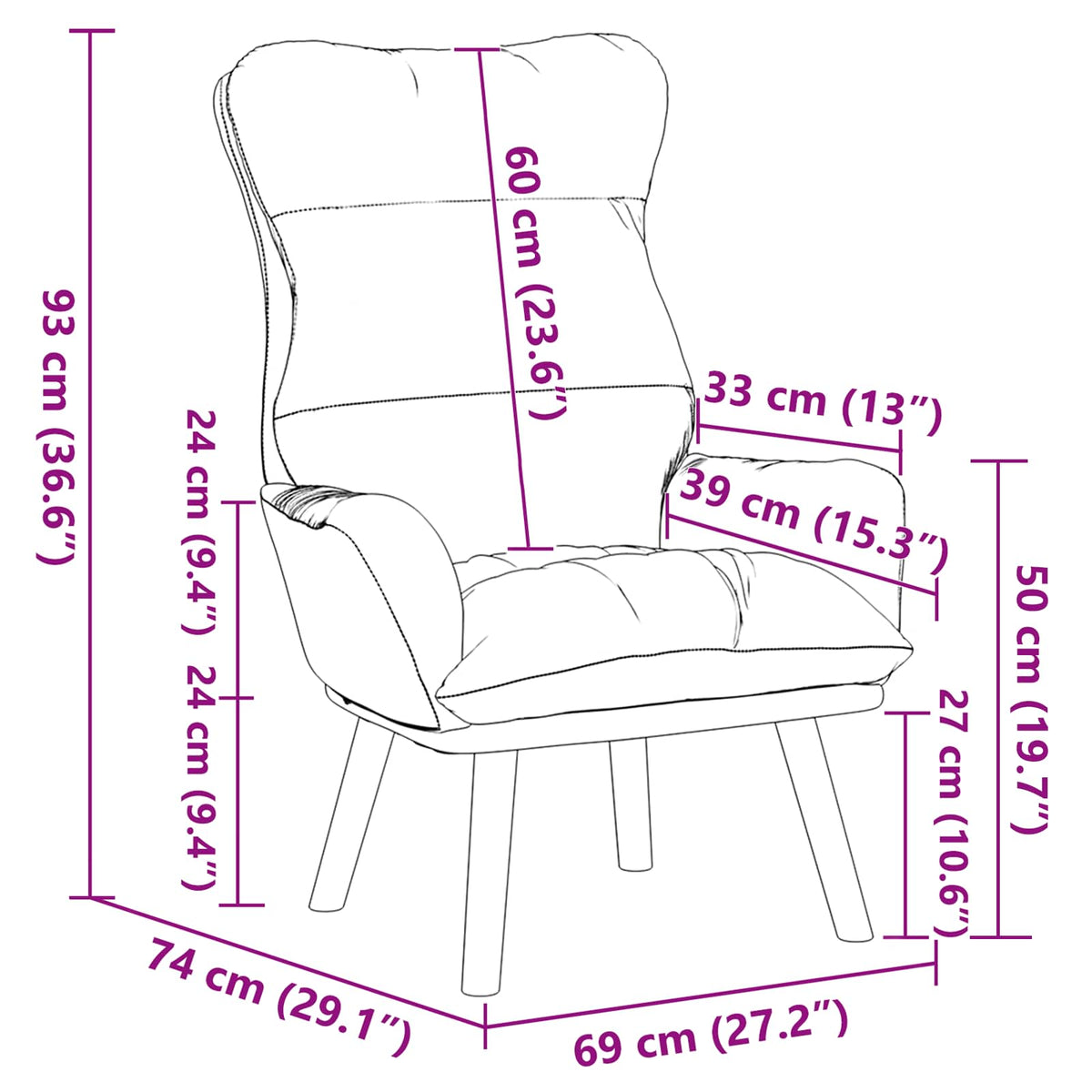 fotelja Svijetlo siva 69 x 74 x 93 cm Baršun
