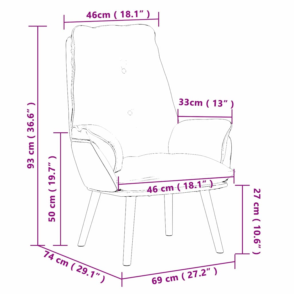 fotelja Crna 69 x 74 x 93 cm Sherpa Tkanina