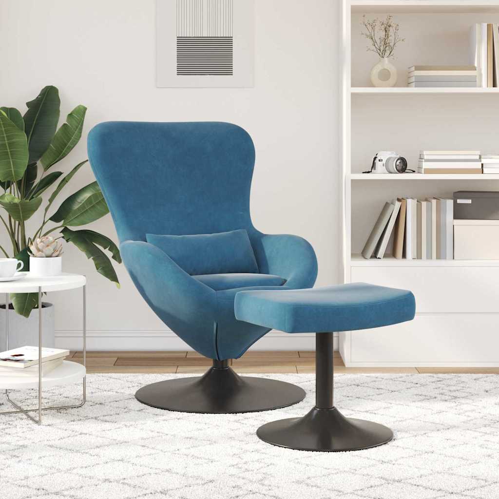 Jaja Stolica s Pufom with Footstool Plava Baršun