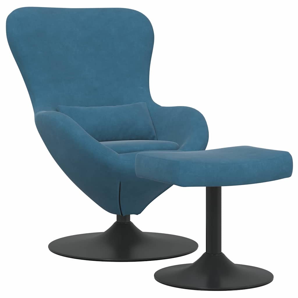 Jaja Stolica s Pufom with Footstool Plava Baršun