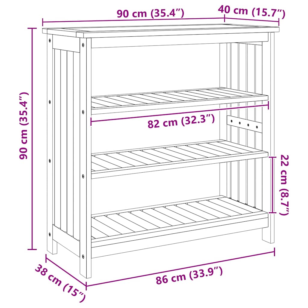 Vrtni ormar Prirodna 90 x 40 x 90cm Čvrsto drvo akacije