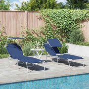 Ležaljka 2 pcs Plava 58 x 188 x 77cm Poliester