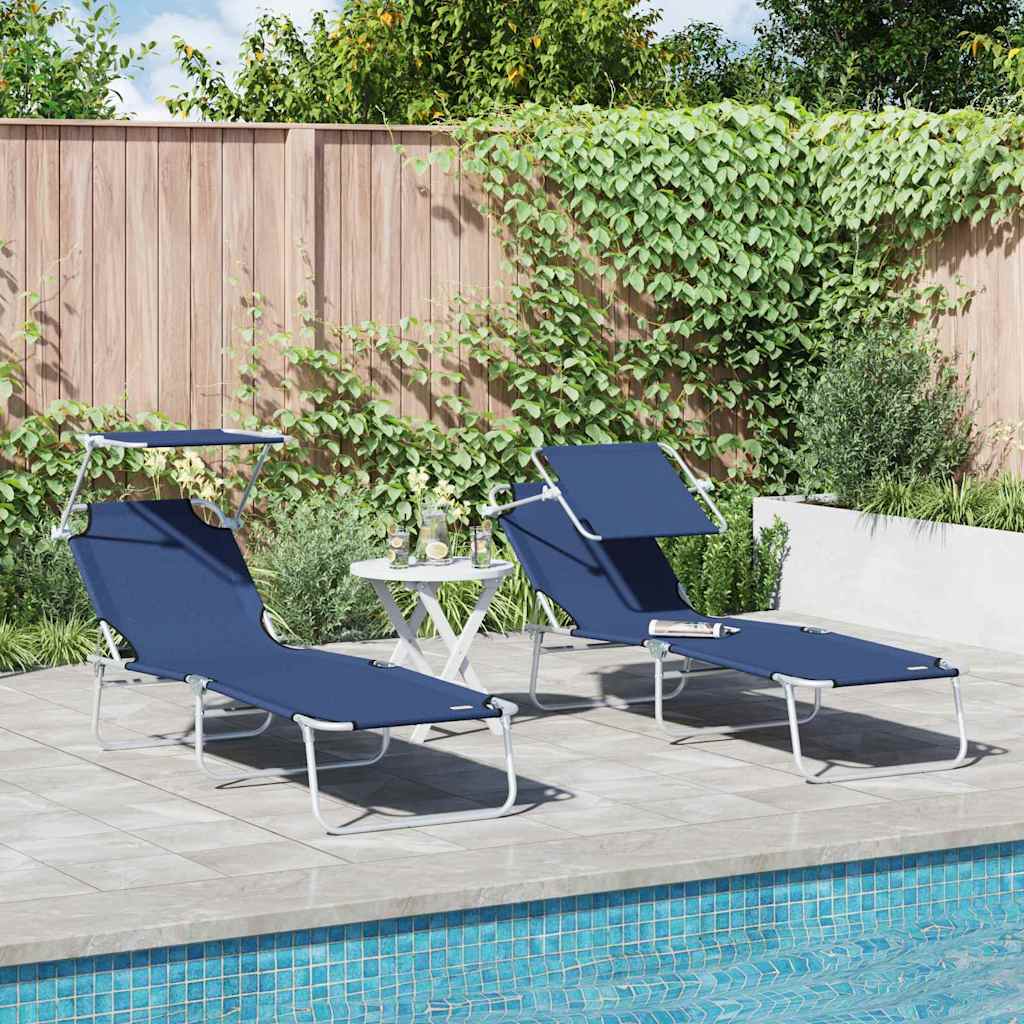 Ležaljka 2 pcs Plava 58 x 188 x 77cm Poliester