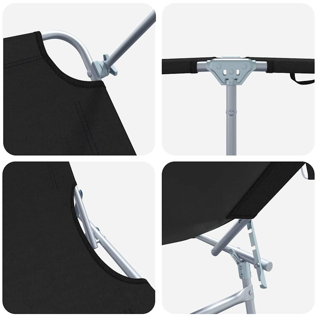 Ležaljka 2 pcs Crna 58 x 188 x 77cm Poliester