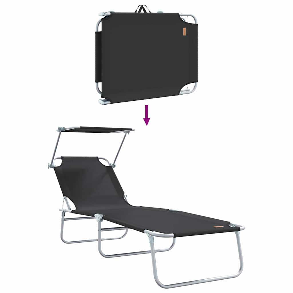 Ležaljka 2 pcs Crna 58 x 188 x 77cm Poliester