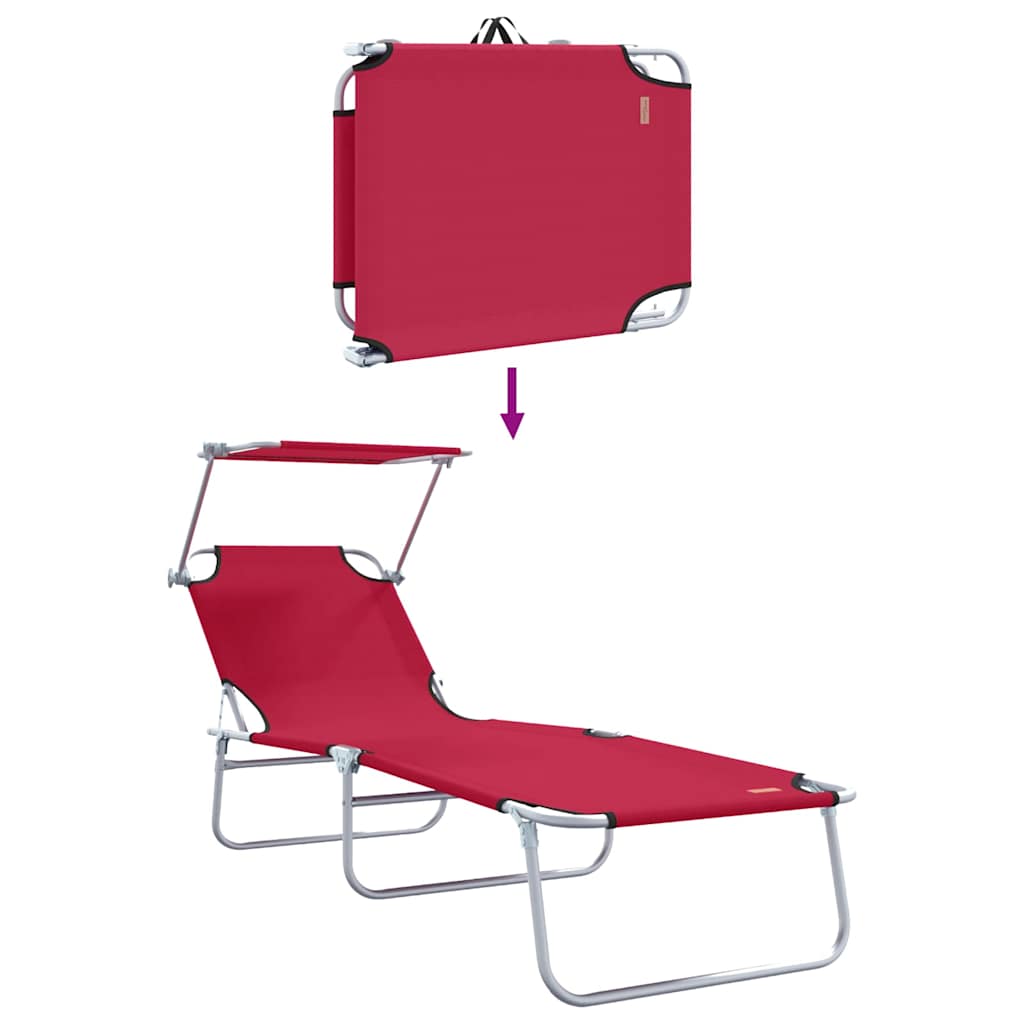 Ležaljka 2 pcs Crvena 58 x 188 x 77cm Poliester