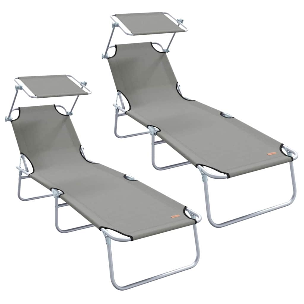 Ležaljka 2 pcs Siva 58 x 188 x 77cm Poliester