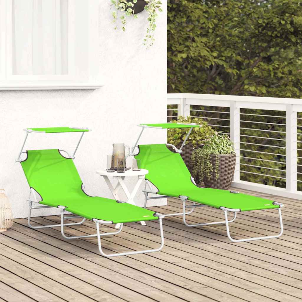 Ležaljka 2 pcs Zelena 58 x 188 x 77cm Poliester