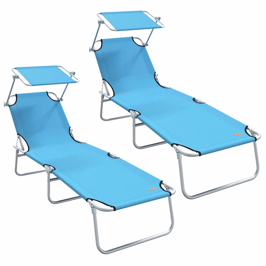 Ležaljka 2 pcs Svijetloplava 58 x 188 x 77cm Poliester