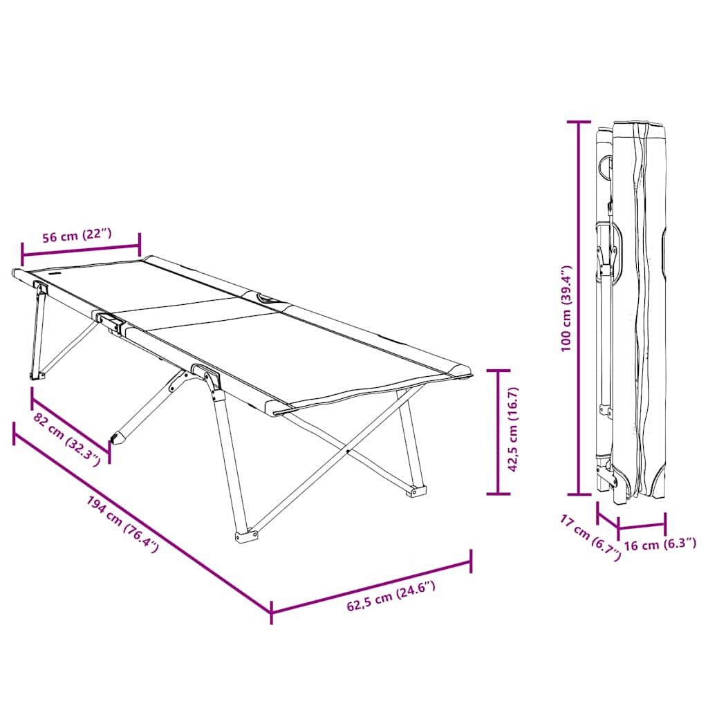 Sklopivi kamperski krevet 2 pcs Šuma 194 x 62,5 x 42,5 cm