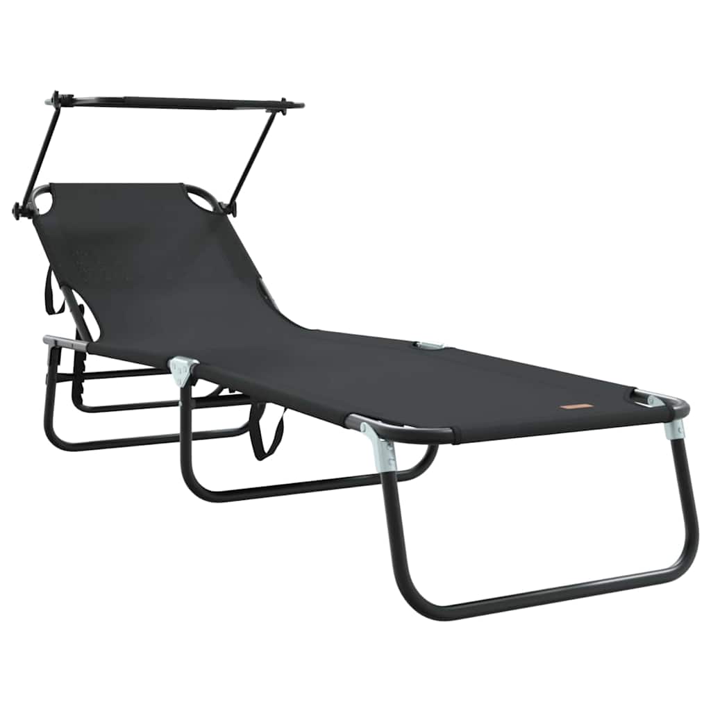 Sklopiva ležaljka za sunčanje 2 pcs Crna 190 x 57 x 81 cm