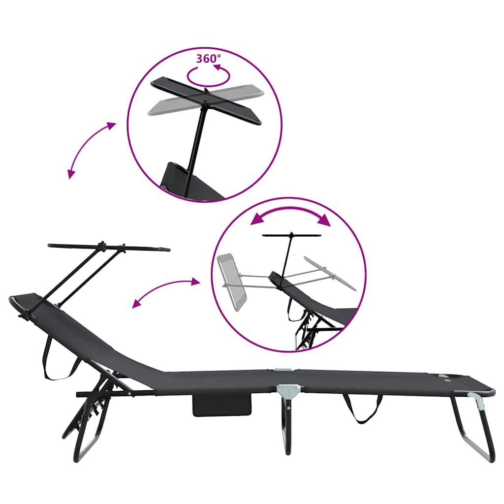Sklopiva ležaljka za sunčanje 2 pcs Crna 190 x 57 x 81 cm