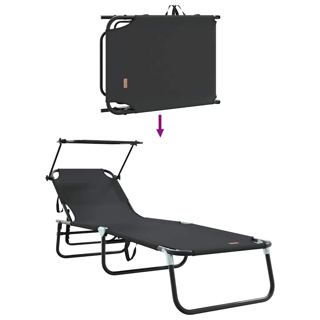 Sklopiva ležaljka za sunčanje 2 pcs Crna 190 x 57 x 81 cm