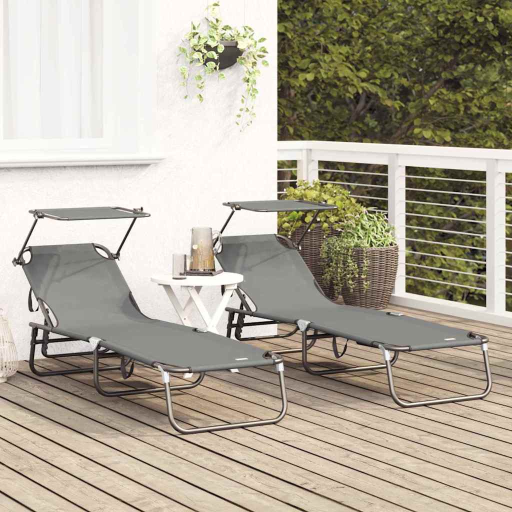 Sklopiva ležaljka za sunčanje 2 pcs Siva 190 x 57 x 81 cm