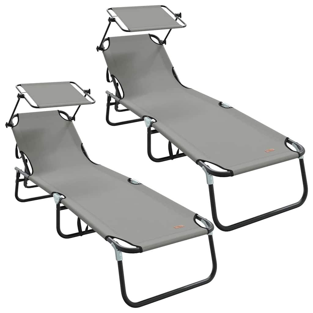 Sklopiva ležaljka za sunčanje 2 pcs Siva 190 x 57 x 81 cm