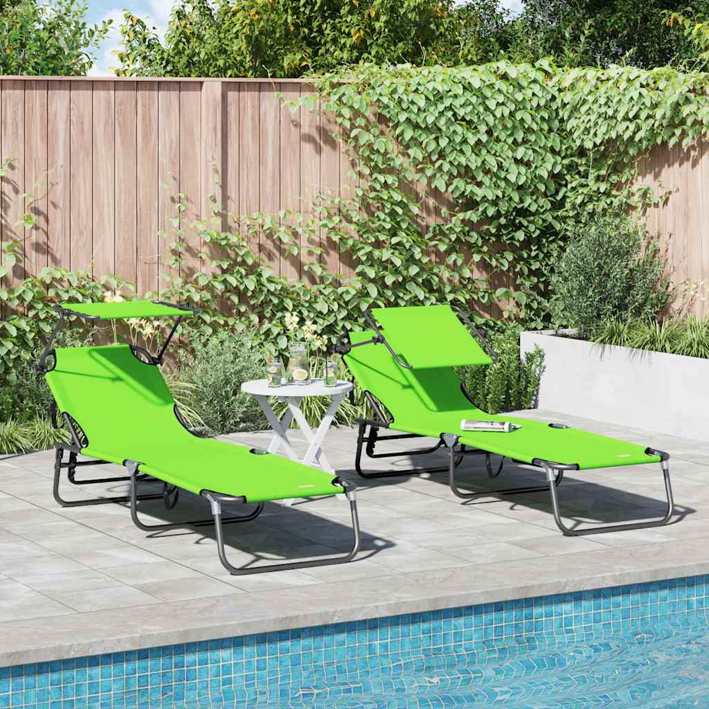 Sklopiva ležaljka za sunčanje 2 pcs Zelena 190 x 57 x 81 cm