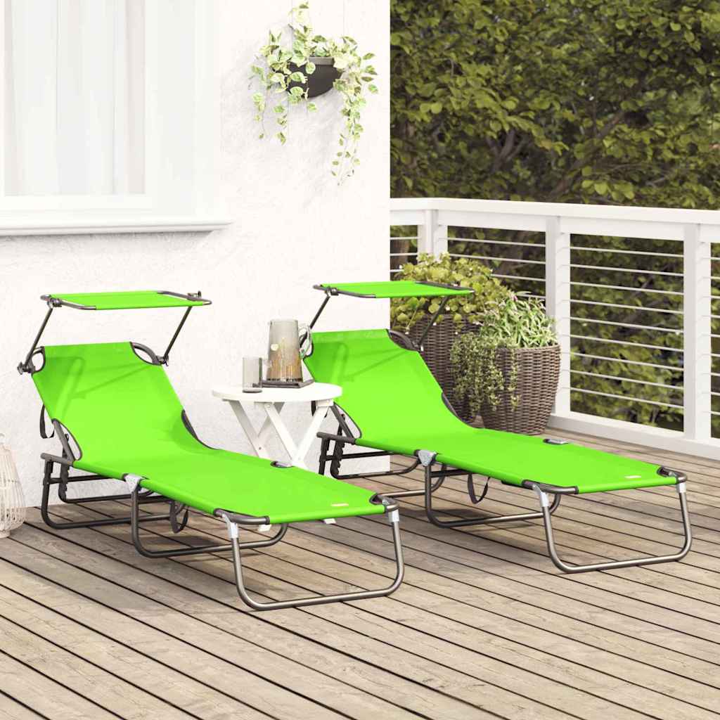 Sklopiva ležaljka za sunčanje 2 pcs Zelena 190 x 57 x 81 cm