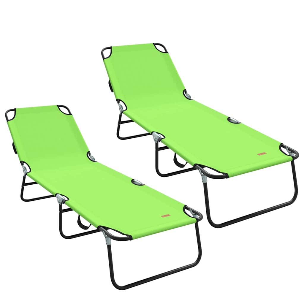 Sklopiva ležaljka za sunčanje 2 pcs Zelena 188 x 57 x 86,5 cm