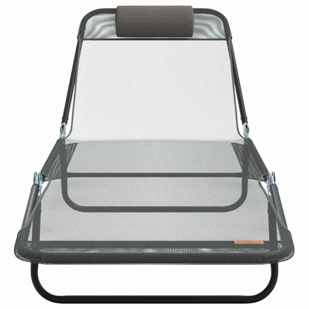 Sklopiva ležaljka za sunčanje Siva 182 x 55 x 85,5 cm Tekstilen