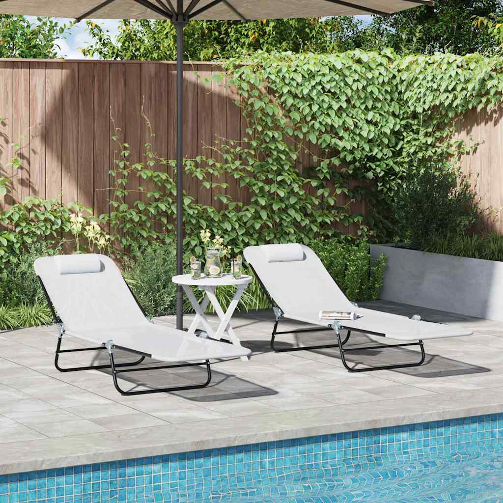 Sklopiva ležaljka za sunčanje 2 pcs Krema 182 x 55 x 85,5 cm