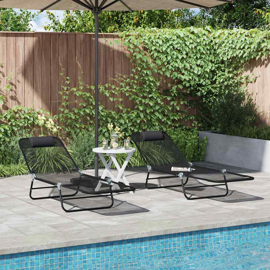 Sklopiva ležaljka za sunčanje 2 pcs Crna 182 x 55 x 85,5 cm
