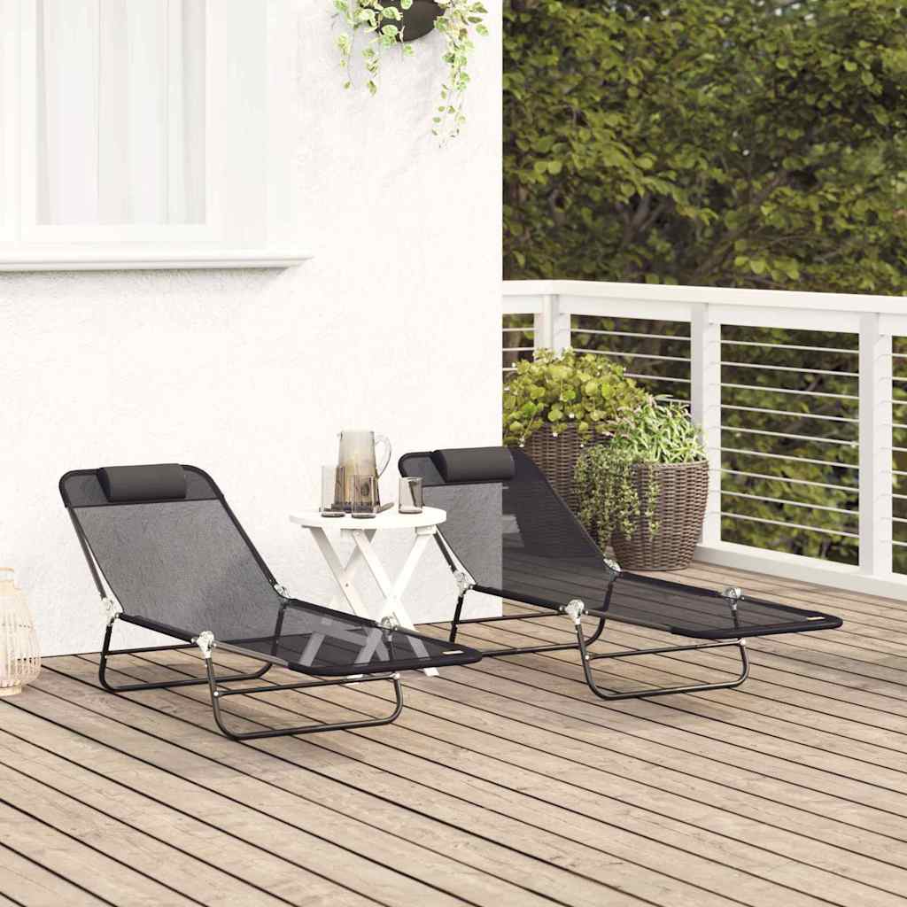 Sklopiva ležaljka za sunčanje 2 pcs Crna 182 x 55 x 85,5 cm
