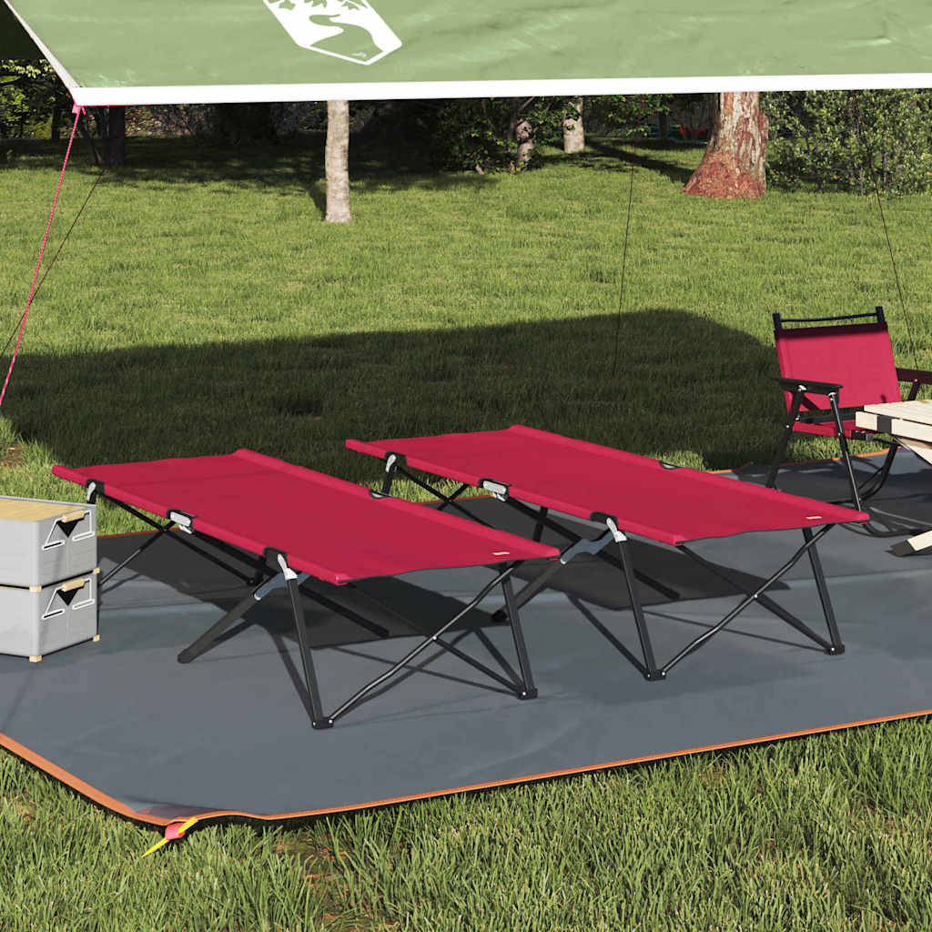 Sklopivi kamperski krevet 2 pcs Crvena 206 x 76 x 74 cm