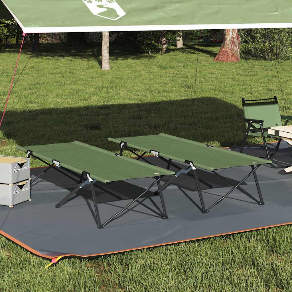 Sklopivi kamperski krevet 2 pcs Zelena 206 x 76 x 74 cm