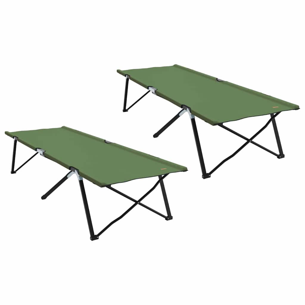 Sklopivi kamperski krevet 2 pcs Zelena 206 x 76 x 74 cm
