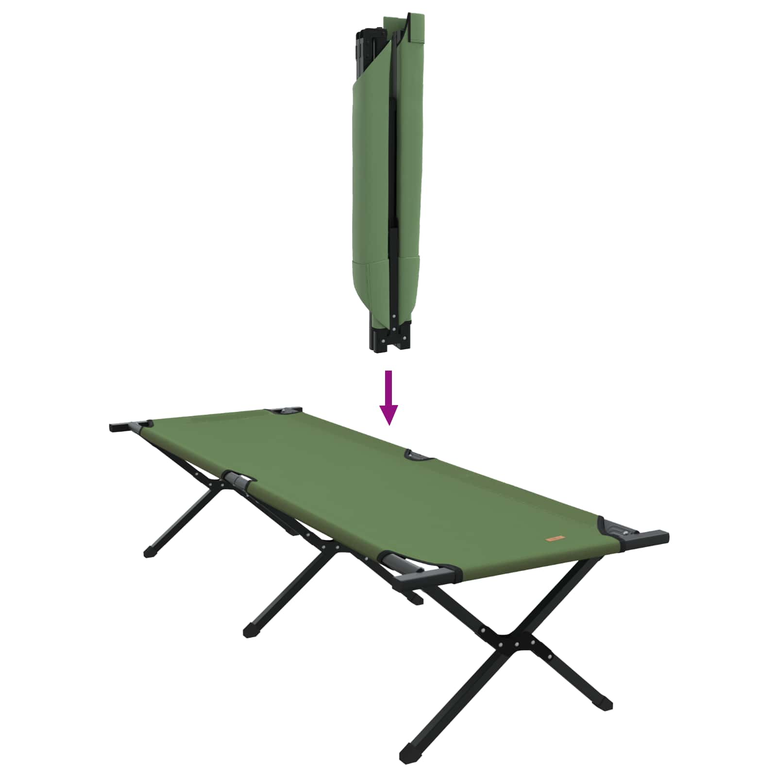 Sklopivi kamperski krevet Zelena 193 x 69 x 45 cm