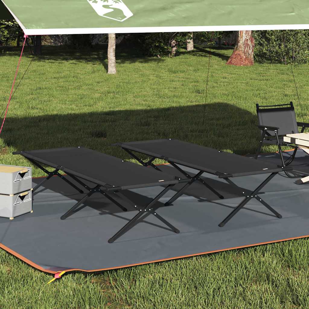 Sklopivi kamperski krevet 2 pcs Crna 210 x 80 x 46 cm