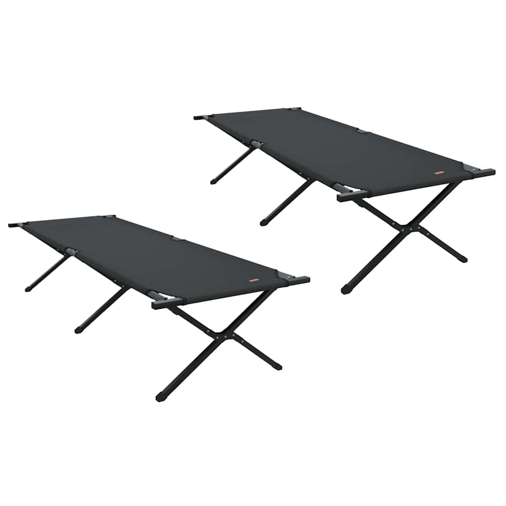Sklopivi kamperski krevet 2 pcs Crna 210 x 80 x 46 cm