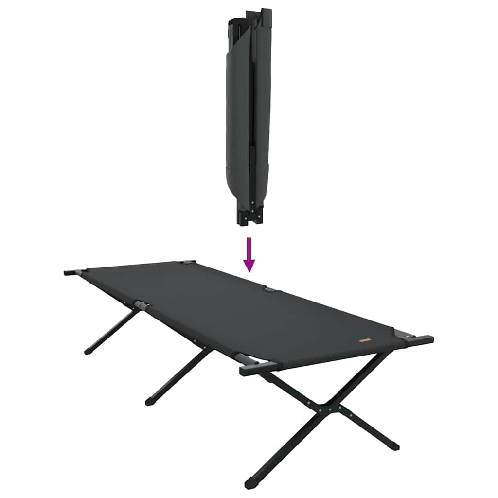 Sklopivi kamperski krevet 2 pcs Crna 210 x 80 x 46 cm