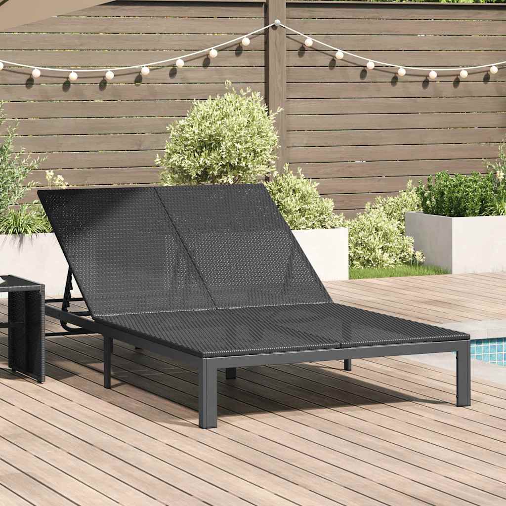 Ležaljka na suncu Crna 206 x 115 x 75 cm poliratan