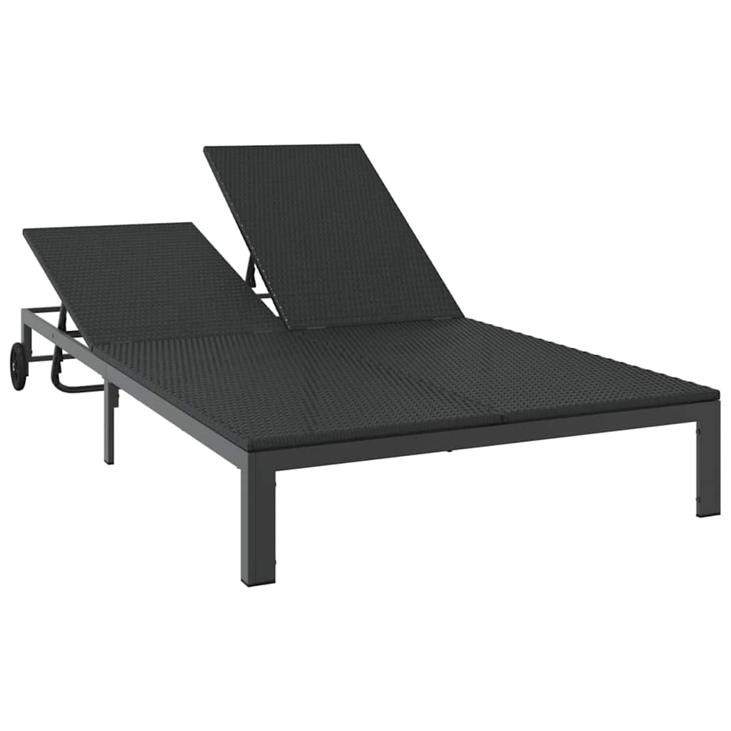 Ležaljka na suncu Crna 206 x 115 x 75 cm poliratan