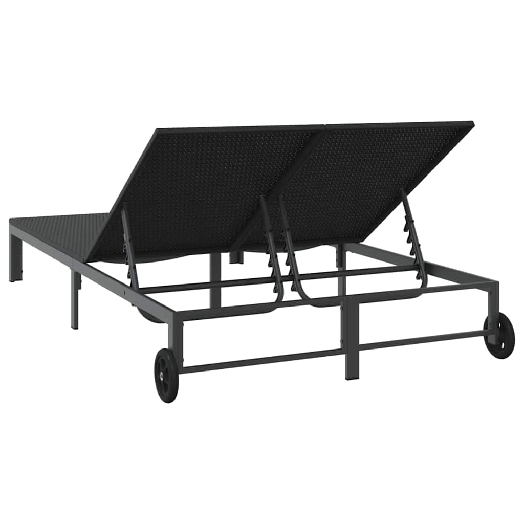 Ležaljka na suncu Crna 206 x 115 x 75 cm poliratan